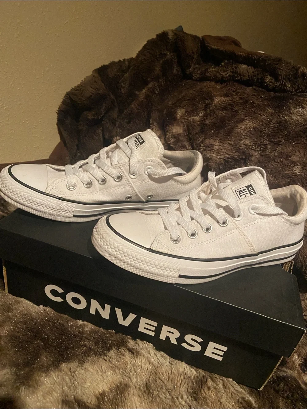 Converse White Low Top Canvas Sneakers - Picture 3 of 13